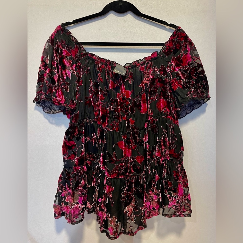 Torrid NWT Babydoll Burnout Velvet Tiered Top MSRP $65.50 Size 1 • 1X  Boho